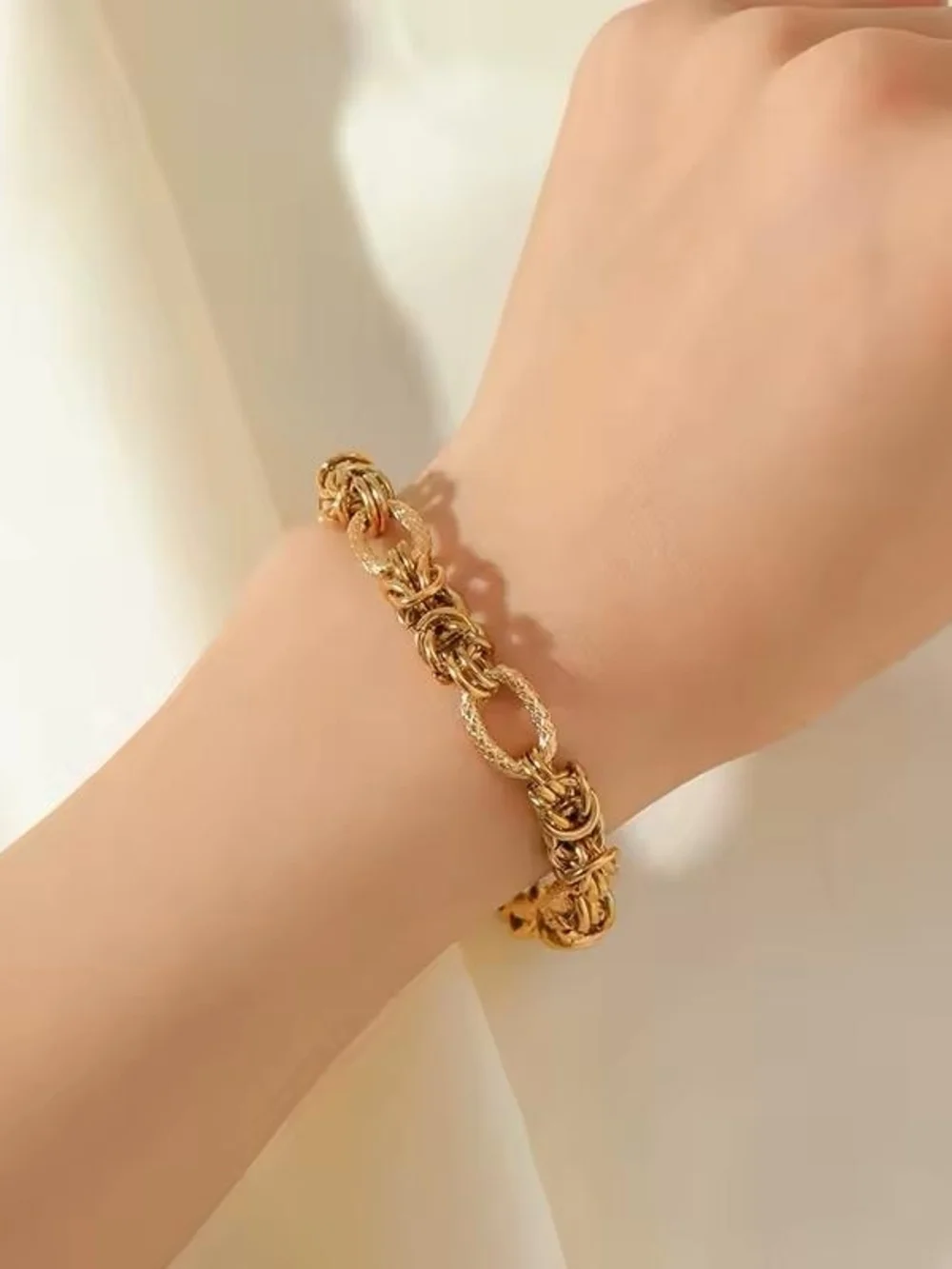 Textured Gold Braided Link Bracelet - Picture 4 of 4